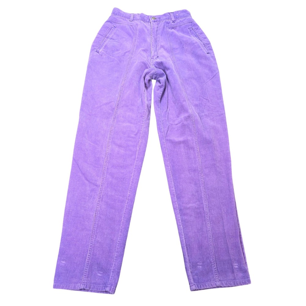 Vintage Amancio Corduroy Straight Leg Pants Womens Size 11 Purple High Rise